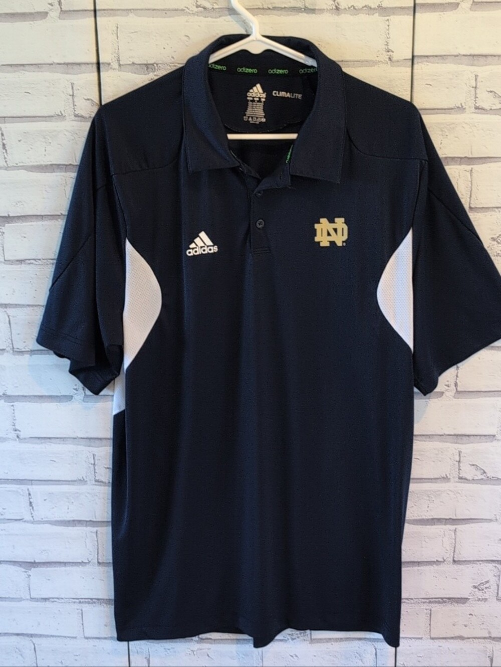 Adidas Climalite Notre Dame Fighting Irish Men's Size L Polo Shirt Short Sleeve
